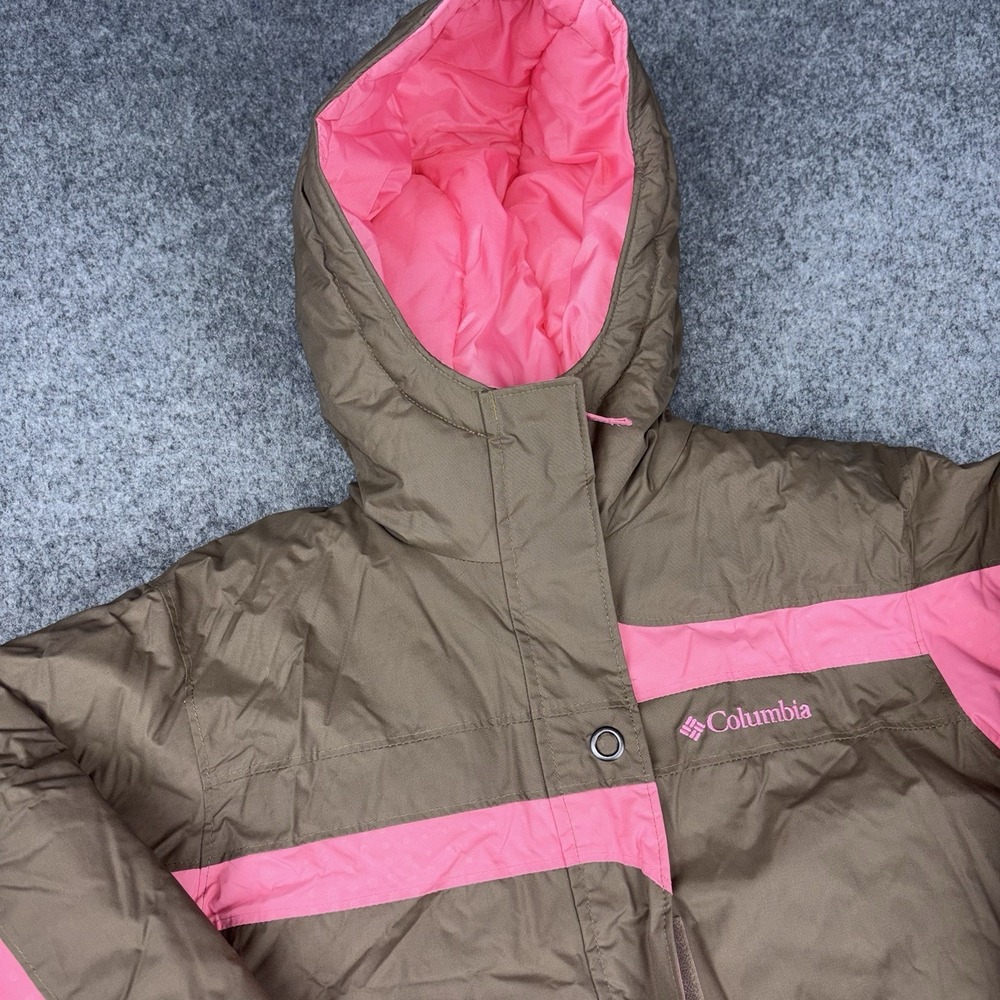 Columbia Omni Shield Jacket Youth Girls 14/16 Pink Brown Insulated Winter Coat